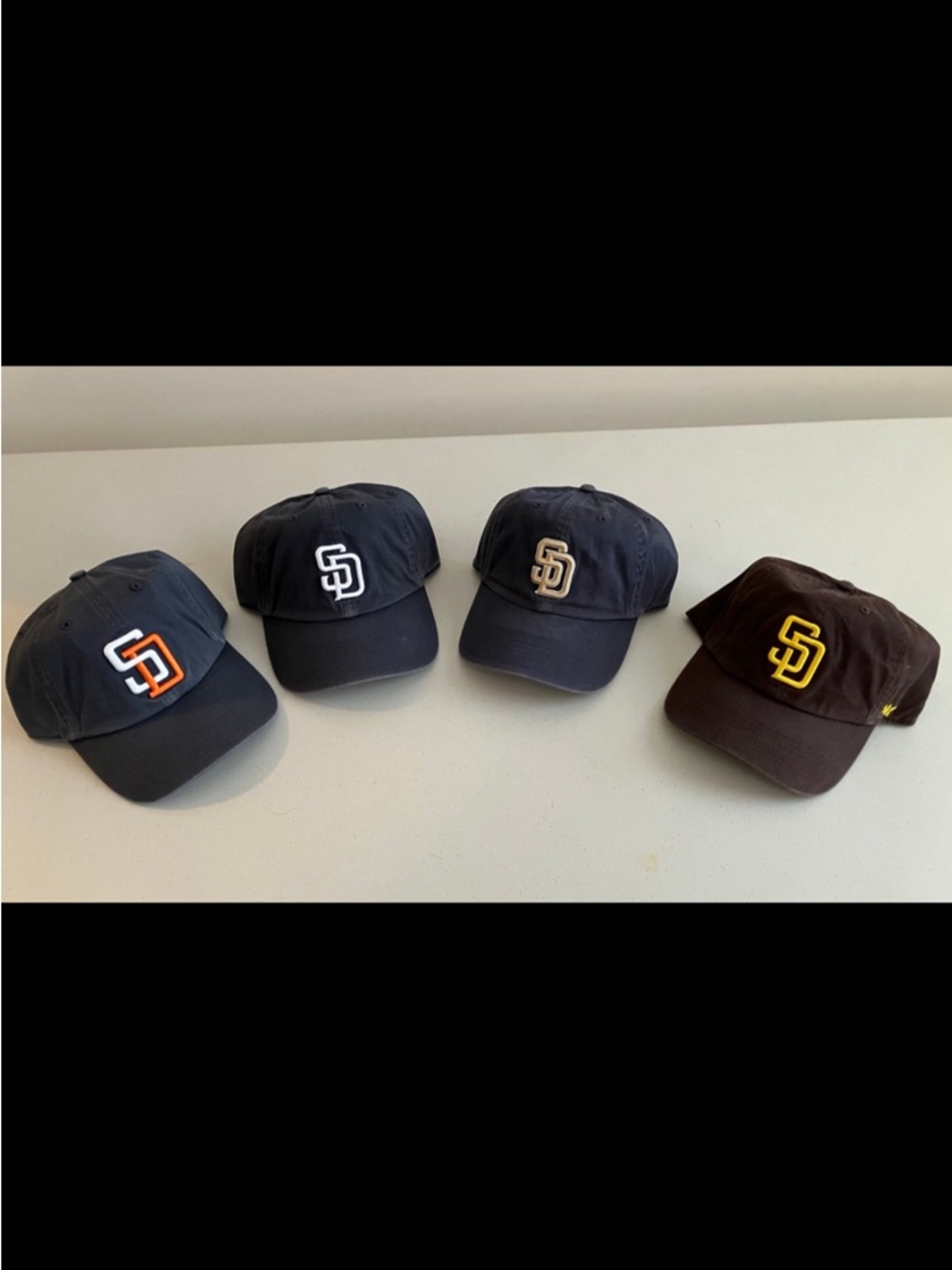 47 San Diego Padres Navy and Brown Baseball Caps with Embroidered SD Logo